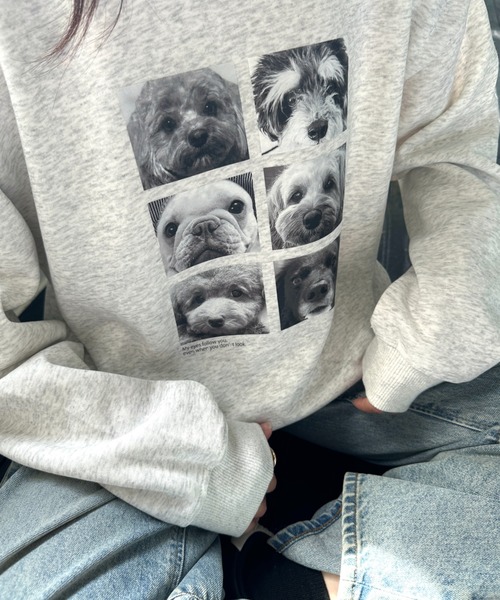 MYMOOD.（マイムード）の「Dogフォトスウェット 犬アニマルフォトオーバースウェット（スウェット・レディース・ブラック/グレー/ブラウン/ライトグレー・FREE）」の21枚目の写真