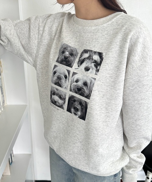 MYMOOD.（マイムード）の「Dogフォトスウェット 犬アニマルフォトオーバースウェット（スウェット・レディース・ブラック/グレー/ブラウン/ライトグレー・FREE）」の16枚目の写真
