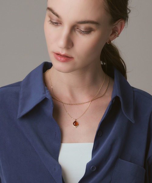 K10アンバー／ダイヤモンドネックレス（ネックレス）｜agete（アガット