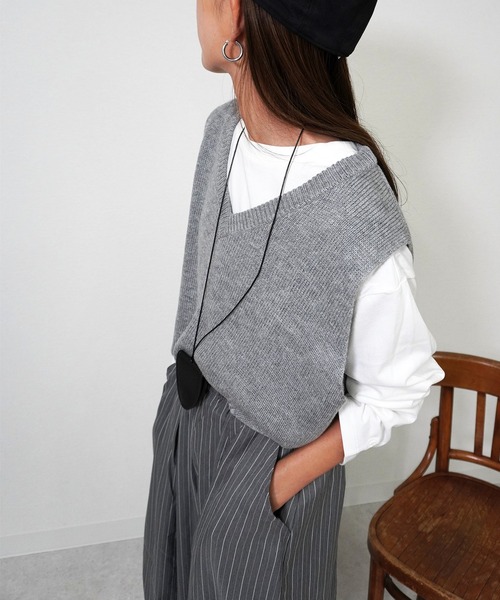 gossara（ゴサラ）の「バルキーニットベスト（ベスト・レディース・モカ/グレー/ベージュ・FREE）」の10枚目の写真