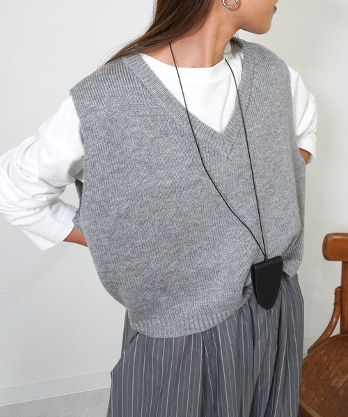 gossara（ゴサラ）の「バルキーニットベスト（ベスト・レディース・モカ/グレー/ベージュ・FREE）」の8枚目の写真