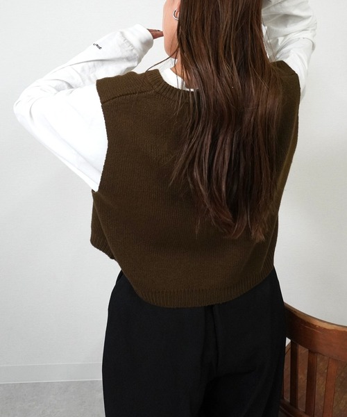 gossara（ゴサラ）の「バルキーニットベスト（ベスト・レディース・モカ/グレー/ベージュ・FREE）」の12枚目の写真