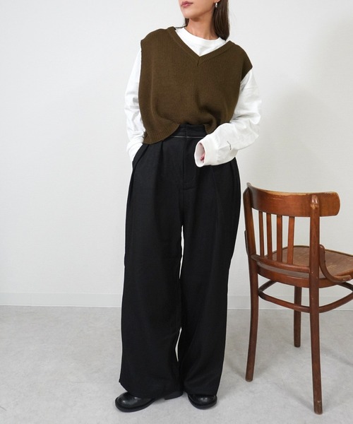 gossara（ゴサラ）の「バルキーニットベスト（ベスト・レディース・モカ/グレー/ベージュ・FREE）」の13枚目の写真