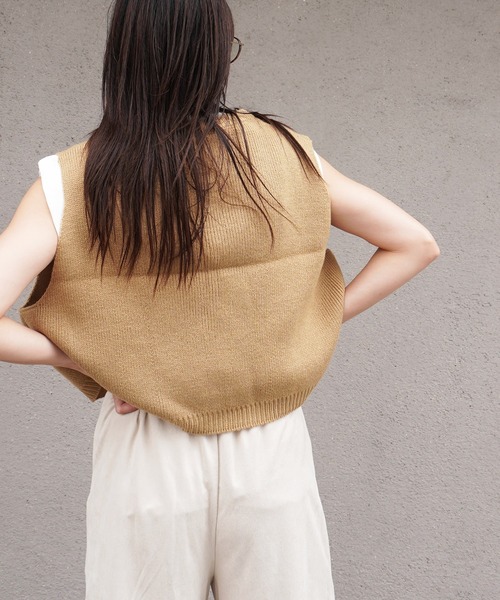 gossara（ゴサラ）の「バルキーニットベスト（ベスト・レディース・モカ/グレー/ベージュ・FREE）」の6枚目の写真