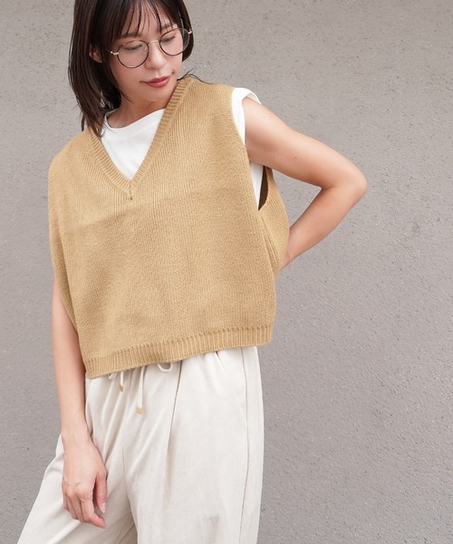 gossara（ゴサラ）の「バルキーニットベスト（ベスト・レディース・モカ/グレー/ベージュ・FREE）」の5枚目の写真