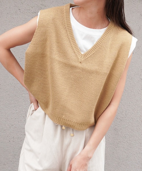 gossara（ゴサラ）の「バルキーニットベスト（ベスト・レディース・モカ/グレー/ベージュ・FREE）」の19枚目の写真