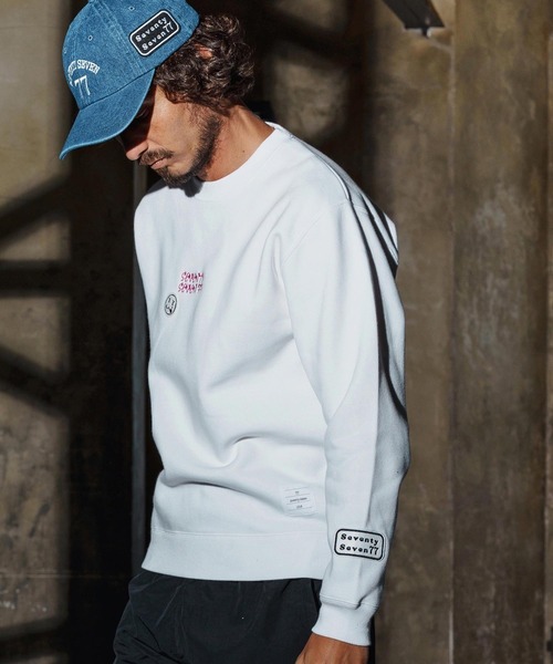 seventy seven（セブンティセブン）の「msw1770-middle onz sweat shirt(77flower logo) スウェット(7725W190)（スウェット・メンズ・トップグレー/ホワイト/ブラック・XL/L/M/S）」の5枚目の写真