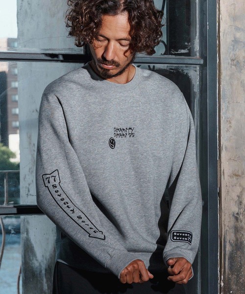 seventy seven（セブンティセブン）の「msw1770-middle onz sweat shirt(77flower logo) スウェット(7725W190)（スウェット・メンズ・トップグレー/ホワイト/ブラック・XL/L/M/S）」の11枚目の写真
