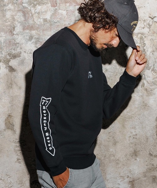 seventy seven（セブンティセブン）の「msw1770-middle onz sweat shirt(77flower logo) スウェット(7725W190)（スウェット・メンズ・トップグレー/ホワイト/ブラック・XL/L/M/S）」の16枚目の写真