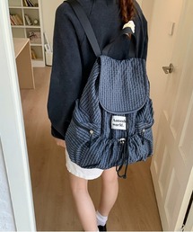 Y2K レトロ チェック柄マルチポケットリュック 【A4収納可能】