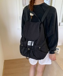 Y2K レトロ チェック柄マルチポケットリュック 【A4収納可能】