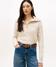 TOMMY HILFIGER | ソフトウールケーブルハーフジップロングスリーブセーター(ニット/セーター)