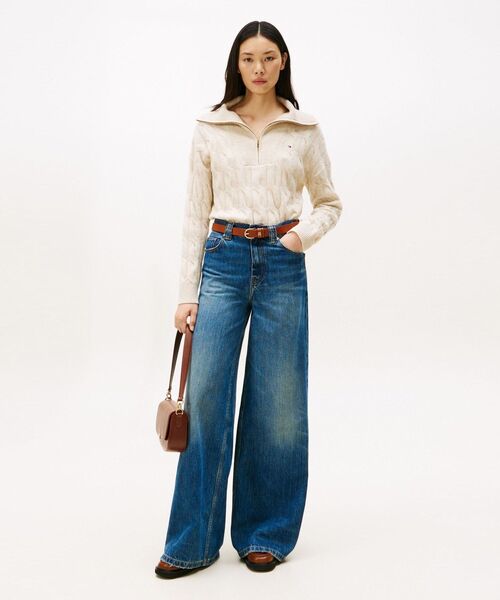 TOMMY HILFIGER(トミーヒルフィガー)の「ソフトウールケーブルハーフジップロングスリーブセーター(ニット/セーター・レディース・オフホワイト・XX-SMALL/X-SMALL)」の3枚目の写真