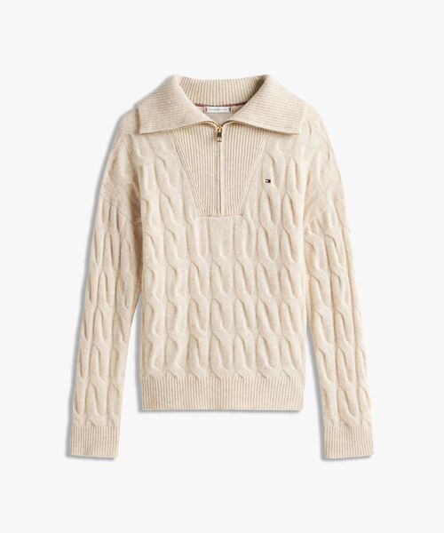 TOMMY HILFIGER(トミーヒルフィガー)の「ソフトウールケーブルハーフジップロングスリーブセーター(ニット/セーター・レディース・オフホワイト・XX-SMALL/X-SMALL)」の5枚目の写真