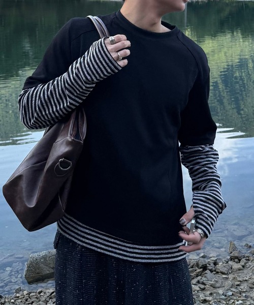 VネックシアーボーダーTEE（Tシャツ/カットソー）｜Gaphos （ガフォス