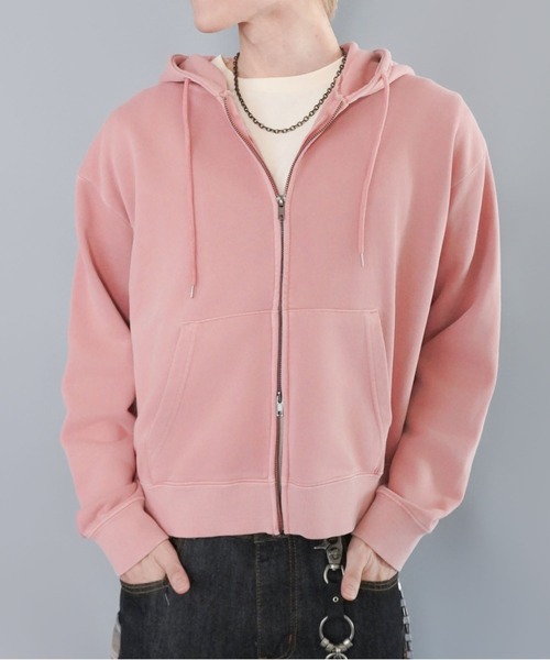 SPINNS（スピンズ）の「短丈ダブルジップパーカー/プレーン/無地/カモフラージュ/ショート丈（パーカー・メンズ・ブラック系その他/杢グレー/グレー系その他/ピンク系その他/ウッドランド・ONESIZE）」の5枚目の写真