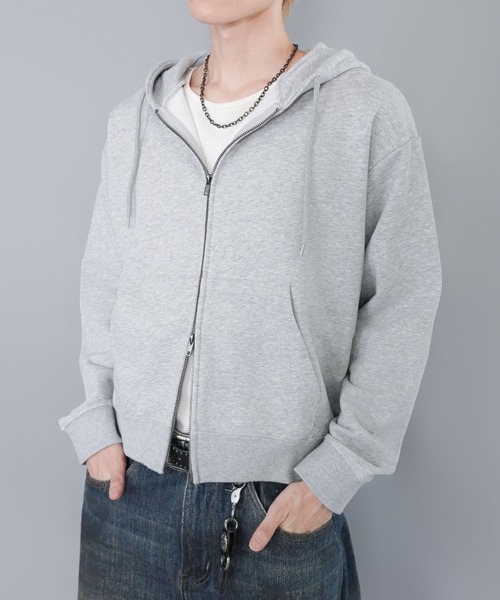 SPINNS（スピンズ）の「短丈ダブルジップパーカー/プレーン/無地/カモフラージュ/ショート丈（パーカー・メンズ・ブラック系その他/杢グレー/グレー系その他/ピンク系その他/ウッドランド・ONESIZE）」の17枚目の写真