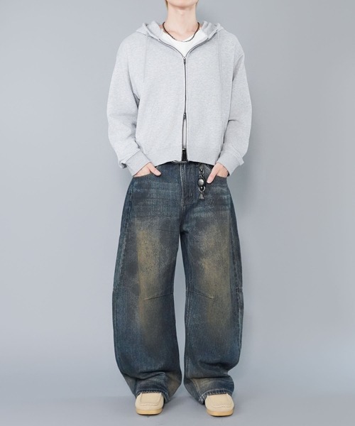 SPINNS（スピンズ）の「短丈ダブルジップパーカー/プレーン/無地/カモフラージュ/ショート丈（パーカー・メンズ・ブラック系その他/杢グレー/グレー系その他/ピンク系その他/ウッドランド・ONESIZE）」の11枚目の写真