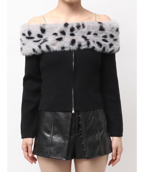 GYDA（ジェイダ）の「エコファーオフショルチェーンbijouニットトップス（ニット/セーター・レディース・オフホワイト/ブラック・FREE）」の10枚目の写真