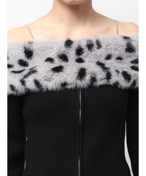 GYDA（ジェイダ）の「エコファーオフショルチェーンbijouニットトップス（ニット/セーター・レディース・オフホワイト/ブラック・FREE）」の13枚目の写真