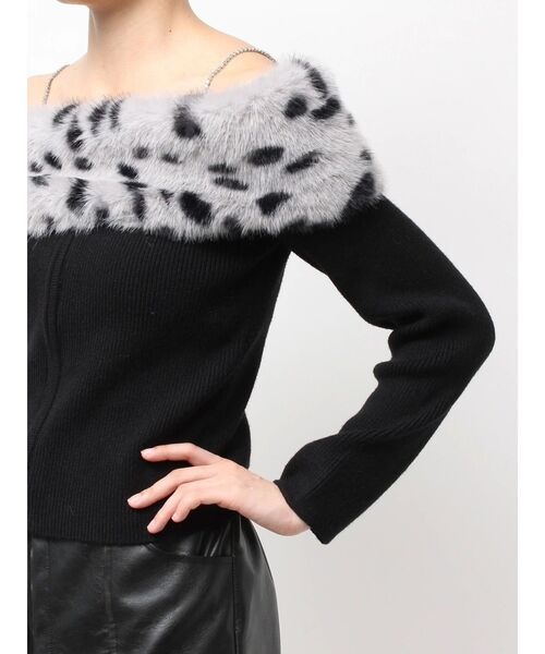 GYDA（ジェイダ）の「エコファーオフショルチェーンbijouニットトップス（ニット/セーター・レディース・オフホワイト/ブラック・FREE）」の14枚目の写真