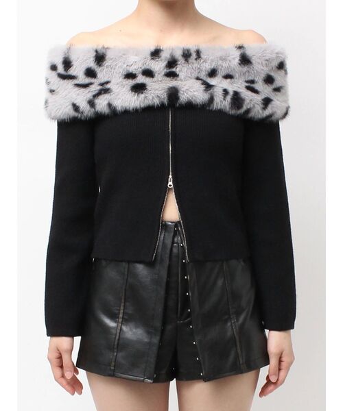 GYDA（ジェイダ）の「エコファーオフショルチェーンbijouニットトップス（ニット/セーター・レディース・オフホワイト/ブラック・FREE）」の17枚目の写真