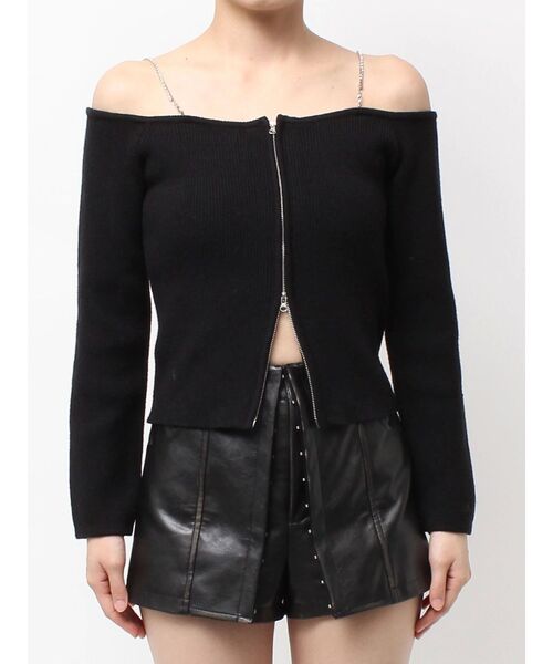 GYDA（ジェイダ）の「エコファーオフショルチェーンbijouニットトップス（ニット/セーター・レディース・オフホワイト/ブラック・FREE）」の18枚目の写真