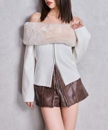 GYDA | エコファーオフショルチェーンbijouニットトップス(ニット/セーター)