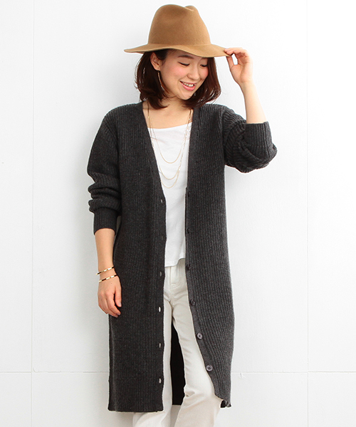 B:MING by BEAMS(ビーミングバイビームス)の「ビーミング by ビームス / 畦編みロングカーディガン(カーディガン/ボレロ・レディース・グレー/ベージュ・ONE SIZE)」の1枚目の写真