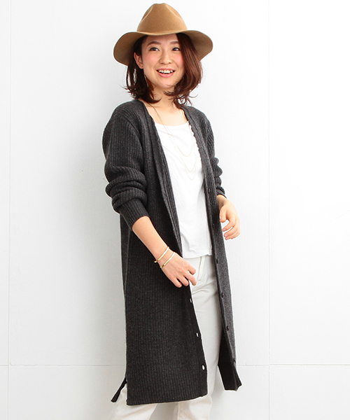 B:MING by BEAMS(ビーミングバイビームス)の「ビーミング by ビームス / 畦編みロングカーディガン(カーディガン/ボレロ・レディース・グレー/ベージュ・ONE SIZE)」の3枚目の写真