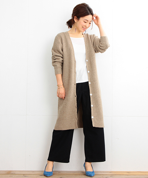 B:MING by BEAMS(ビーミングバイビームス)の「ビーミング by ビームス / 畦編みロングカーディガン(カーディガン/ボレロ・レディース・グレー/ベージュ・ONE SIZE)」の7枚目の写真