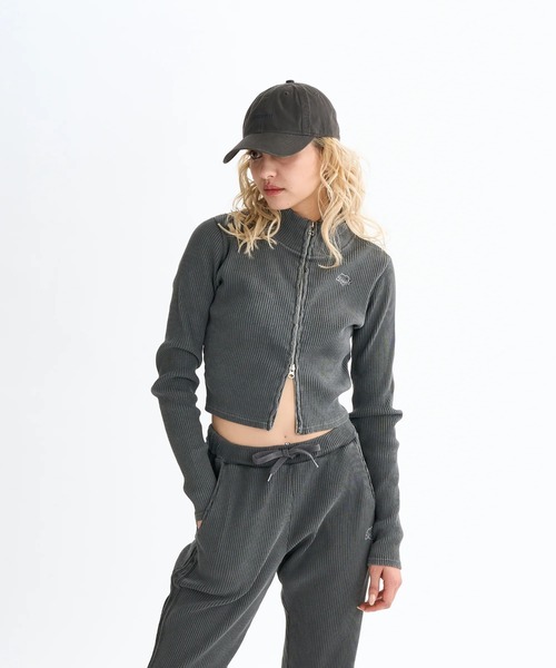 ELEMENT(エレメント)の「ELEMENT レディース TIGHT RIB FULL ZIP W スウェットジャケット 【2025年秋冬モデル】/エレメントショート丈ダブルジップスウェットトップス(カーディガン/ボレロ・レディース・ブラック/ブラック系その他/ホワイト系その他・MEDIUM)」の1枚目の写真
