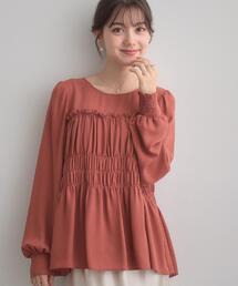 couture brooch | 【マシンウォッシャブル・きれいめ・通勤】シャーリングチュニックブラウス(シャツ/ブラウス)