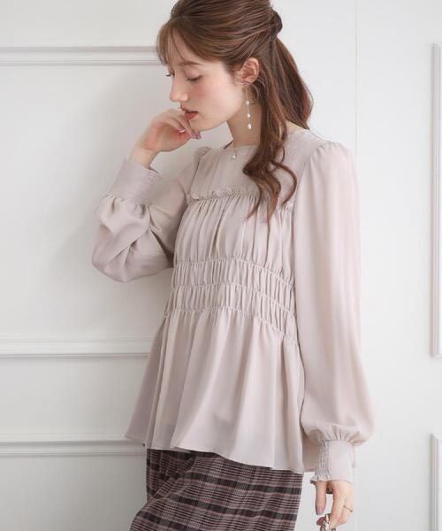 マシンウォッシャブル・きれいめ・通勤】シャーリングチュニック