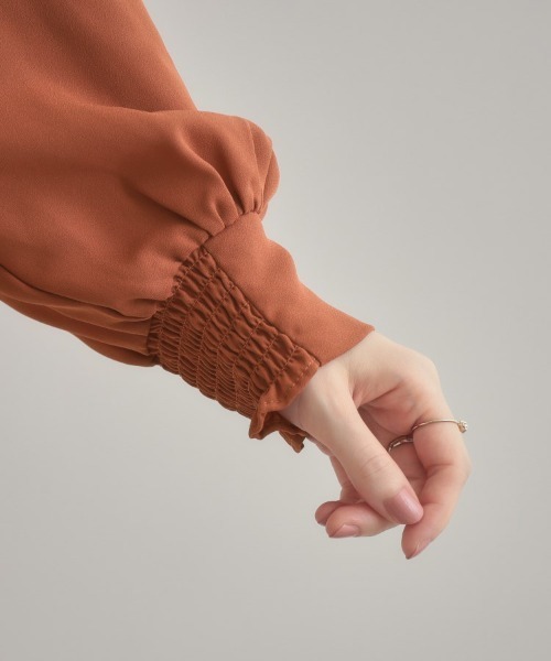 couture brooch（クチュールブローチ）の「【マシンウォッシャブル・きれいめ・通勤】シャーリングチュニックブラウス（シャツ/ブラウス・レディース・レンガ/ブラック/ナチュラル・36/38/40/42）」の8枚目の写真