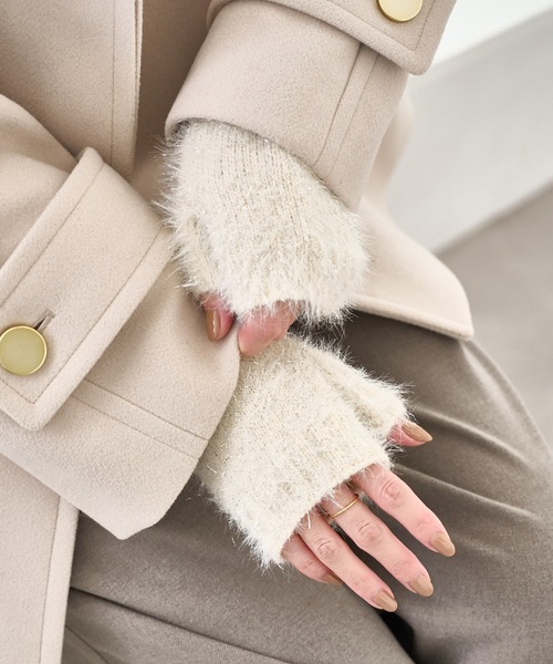 ROPE' PICNIC（ロペピクニック）の「ラメニットフィンガーレスグローブ（手袋・レディース・キナリ/グレー・FREE）」の2枚目の写真