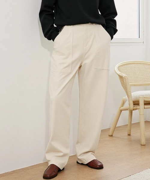 Lazar（ラザル）の「Denim Baker Pants/ワイドシルエット デニム ベイカーパンツ/イージーパンツ（デニムパンツ・メンズ・ブラック/インディゴブルー/キナリ・マルチサイズ）」の6枚目の写真