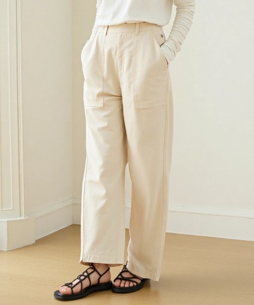 Lazar（ラザル）の「Denim Baker Pants/ワイドシルエット デニム ベイカーパンツ/イージーパンツ（デニムパンツ・メンズ・ブラック/インディゴブルー/キナリ・マルチサイズ）」の7枚目の写真