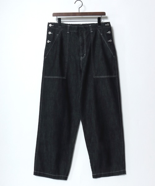 Lazar（ラザル）の「Denim Baker Pants/ワイドシルエット デニム ベイカーパンツ/イージーパンツ（デニムパンツ・メンズ・ブラック/インディゴブルー/キナリ・マルチサイズ）」の20枚目の写真