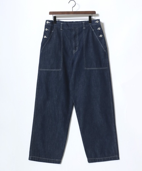 Lazar（ラザル）の「Denim Baker Pants/ワイドシルエット デニム ベイカーパンツ/イージーパンツ（デニムパンツ・メンズ・ブラック/インディゴブルー/キナリ・マルチサイズ）」の22枚目の写真