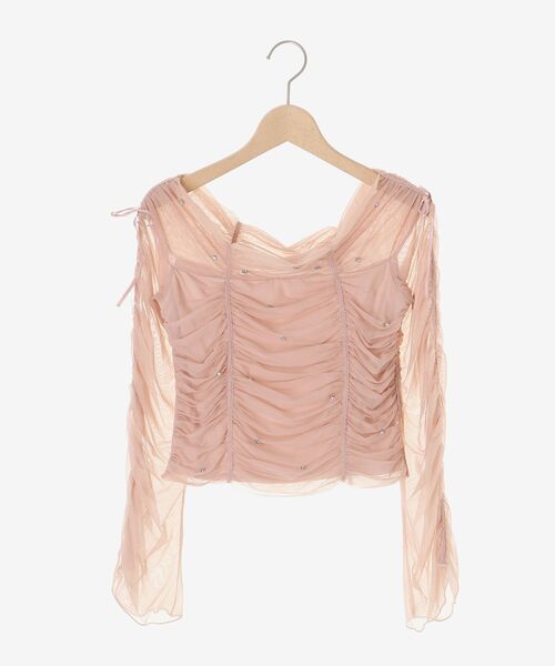 MAJESTIC LEGON(マジェスティックレゴン)の「キラキラビジューチュールトップス(Tシャツ/カットソー・レディース・ピンク/ライトグレー/ブラック・MEDIUM)」の22枚目の写真