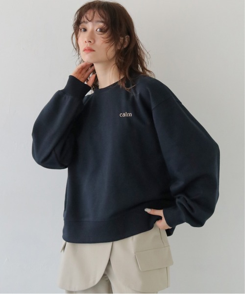 CLEIO(クレイオ)の「【CLEIO】オーバーサイズ刺繍スウェット OVERSIZED EMBROIDERED SWEATSHIRT/980-14604(Tシャツ/カットソー・レディース・グレー/アイボリー/ネイビー・FREE)」の1枚目の写真