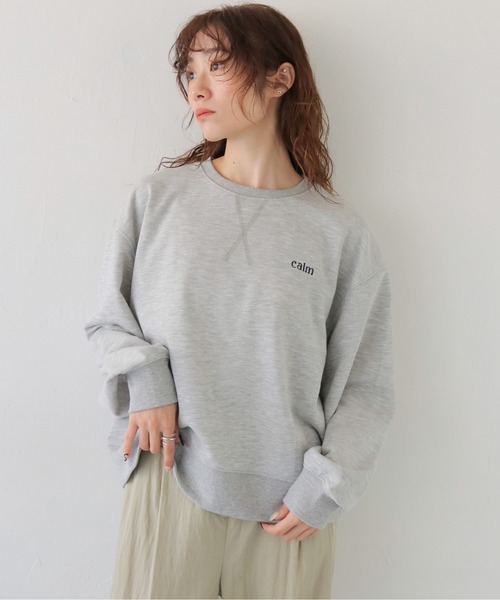 CLEIO(クレイオ)の「【CLEIO】オーバーサイズ刺繍スウェット OVERSIZED EMBROIDERED SWEATSHIRT/980-14604(Tシャツ/カットソー・レディース・グレー/アイボリー/ネイビー・FREE)」の3枚目の写真