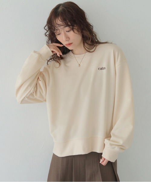 CLEIO(クレイオ)の「【CLEIO】オーバーサイズ刺繍スウェット OVERSIZED EMBROIDERED SWEATSHIRT/980-14604(Tシャツ/カットソー・レディース・グレー/アイボリー/ネイビー・FREE)」の2枚目の写真