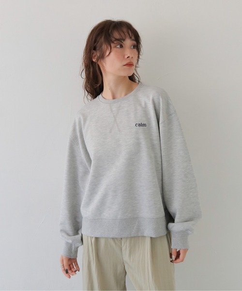 CLEIO(クレイオ)の「【CLEIO】オーバーサイズ刺繍スウェット OVERSIZED EMBROIDERED SWEATSHIRT/980-14604(Tシャツ/カットソー・レディース・グレー/アイボリー/ネイビー・FREE)」の4枚目の写真