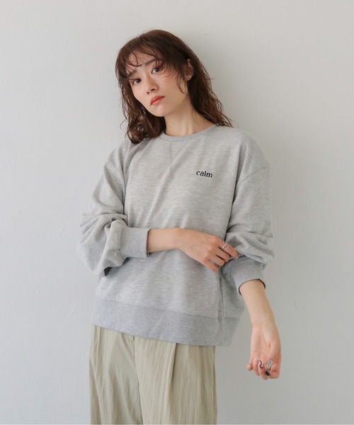 CLEIO(クレイオ)の「【CLEIO】オーバーサイズ刺繍スウェット OVERSIZED EMBROIDERED SWEATSHIRT/980-14604(Tシャツ/カットソー・レディース・グレー/アイボリー/ネイビー・FREE)」の7枚目の写真