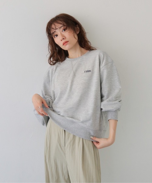 CLEIO(クレイオ)の「【CLEIO】オーバーサイズ刺繍スウェット OVERSIZED EMBROIDERED SWEATSHIRT/980-14604(Tシャツ/カットソー・レディース・グレー/アイボリー/ネイビー・FREE)」の6枚目の写真