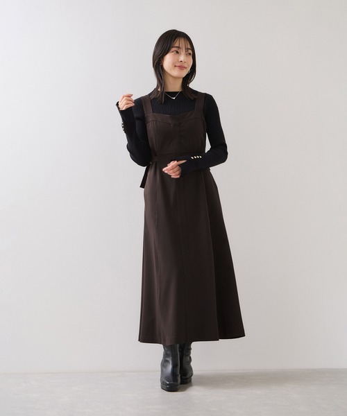 VIS(ビス)の「ウエストベルトジャンパースカート(ジャンパースカート・レディース・ダークブラウン/スミクロ・FREE)」の20枚目の写真