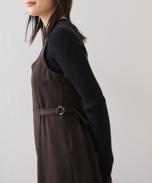 VIS(ビス)の「ウエストベルトジャンパースカート(ジャンパースカート・レディース・ダークブラウン/スミクロ・FREE)」の14枚目の写真