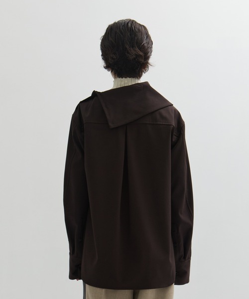 STUDIOUS(ステュディオス)の「【STUDIOUS/ステュディオス】Viscose Wool Big Collar Shirt/ビスコースウールビッグシャツ(シャツ/ブラウス・レディース・ダークブラウン/ブラック/アイボリー・FREE)」の13枚目の写真